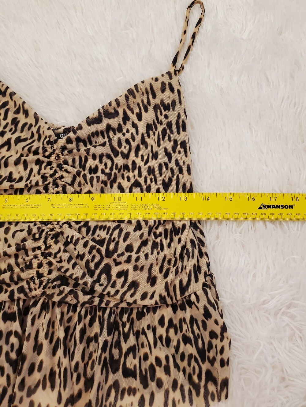 Guess Leopard Print Spaghetti Strap Peplum Top - Tan and Black XL - Picture 6 of 8